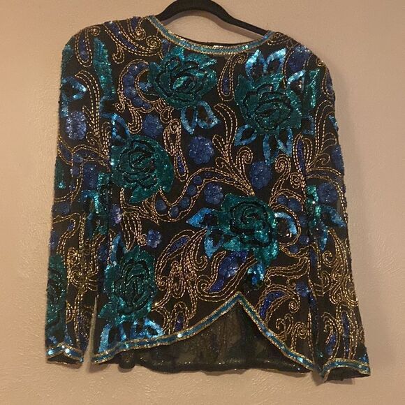VINTAGE Silk Beaded Evening Top Blouse NiteLine Size 10 - Picture 7 of 10